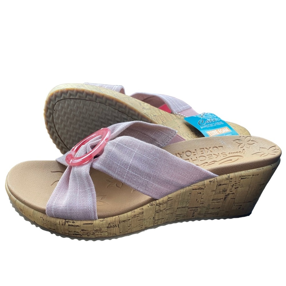 NWT Skechers Beverley Sail Twist Light Pink Cork Wedge Size 9